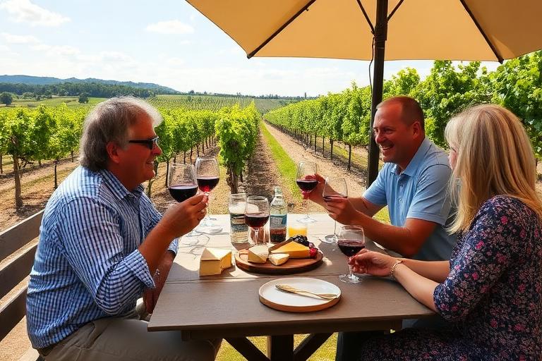 Wine activities in Dijon — friends tasting wine in the Burgundy vineyards