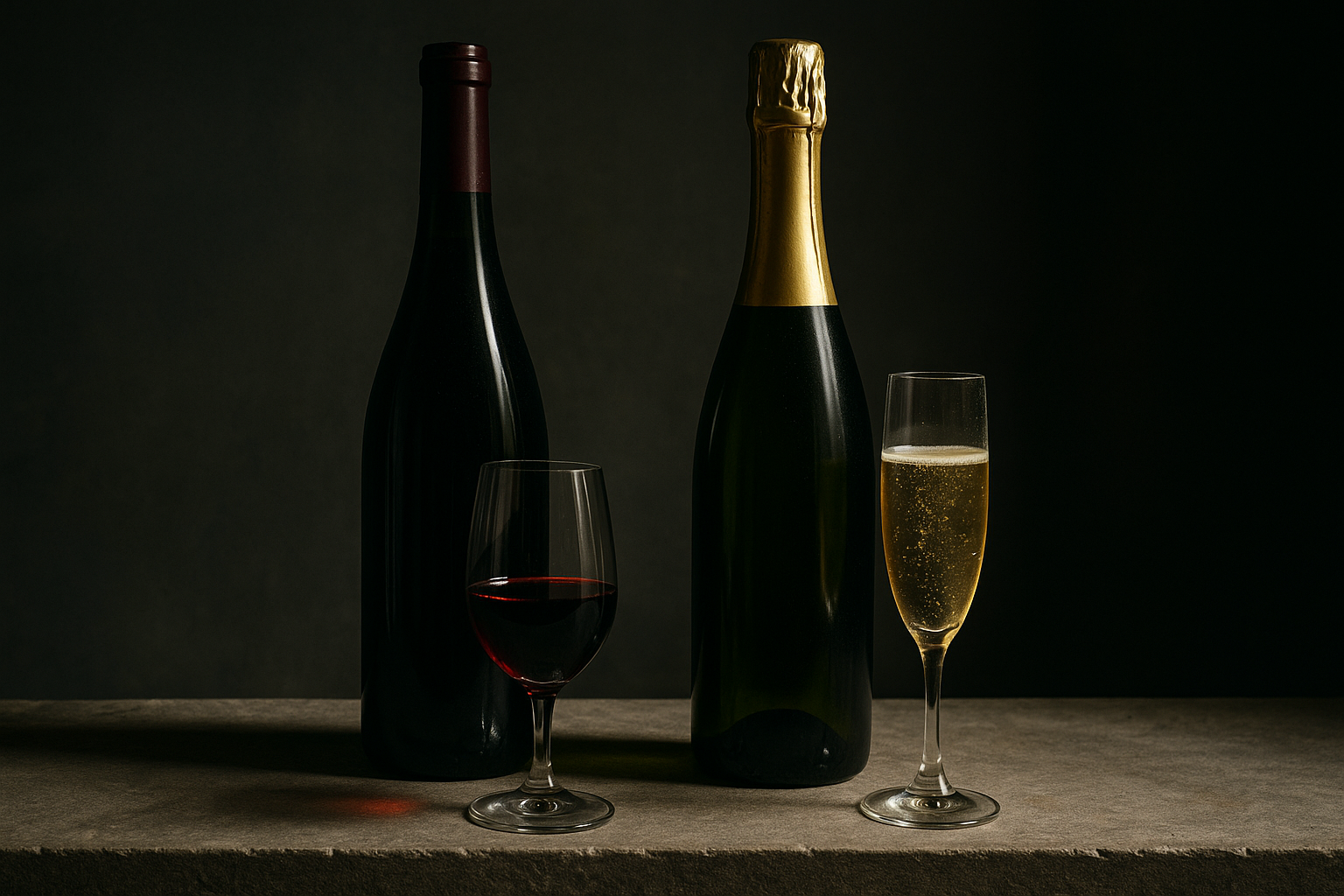 Bouteille de Bourgogne et bouteille de Champagne face à face, comparatif week-end œnologique
