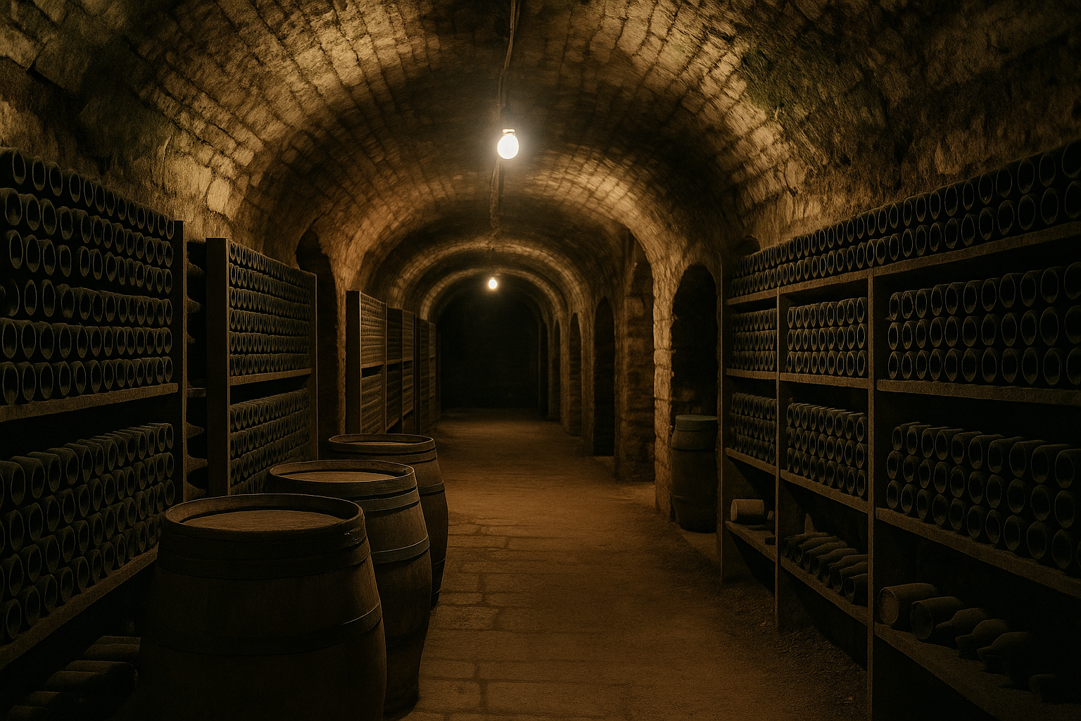 Caves voûtées historiques sous la ville de Beaune, capitale des vins de Bourgogne, Côte d'Or