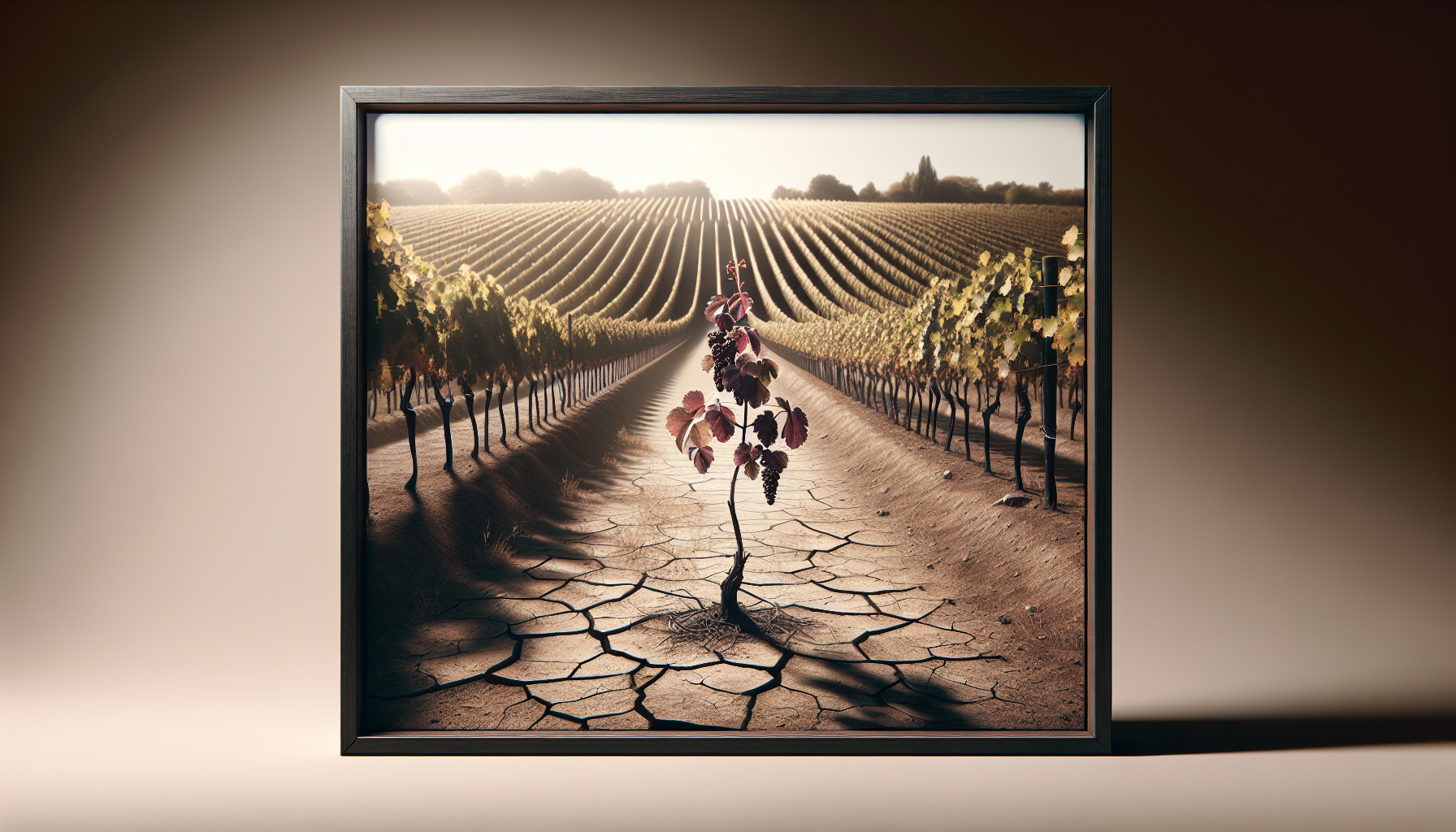 Vigne de Pinot Noir sur sol craquelé en Bourgogne face au réchauffement climatique
