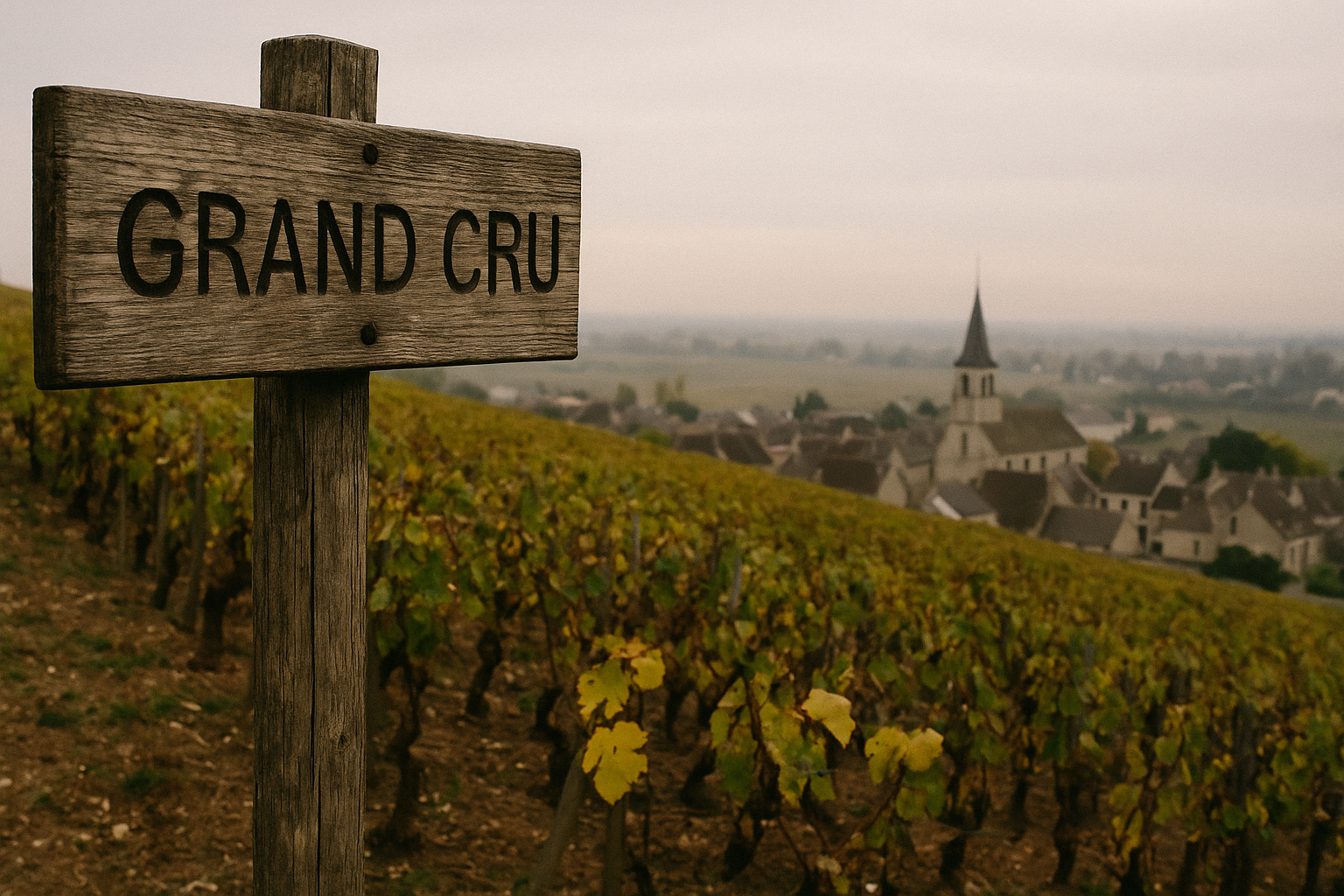 Slopes of the Côte de Beaune in autumn light, Pinot Noir and Chardonnay vineyards, Burgundy