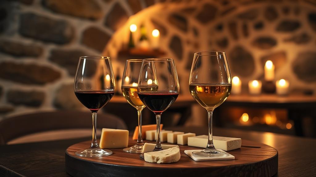 Dégustation de vin à Dijon — verres de Bourgogne rouge et blanc avec plateau de fromages
