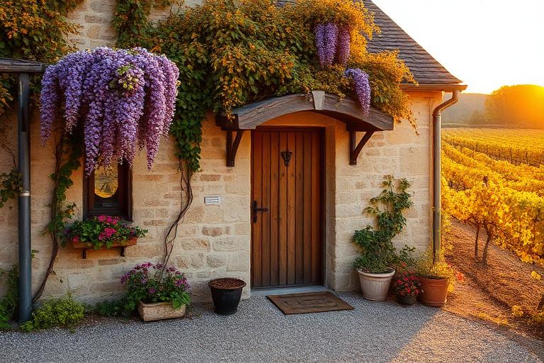 Wine cottage in Burgundy — charming house surrounded by vineyards near Dijon