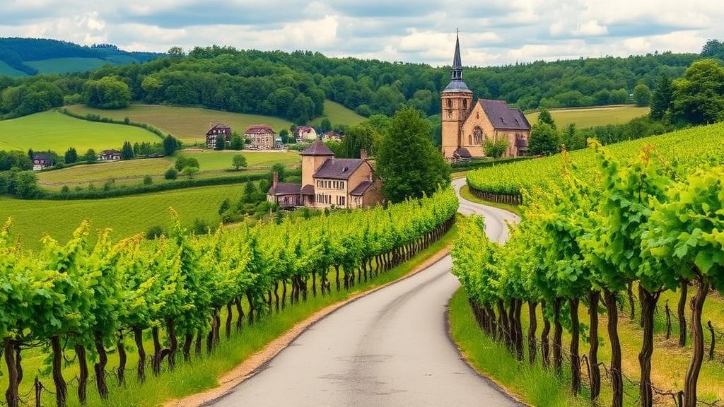 Burgundy Wine Route — winding road through vineyards near Dijon