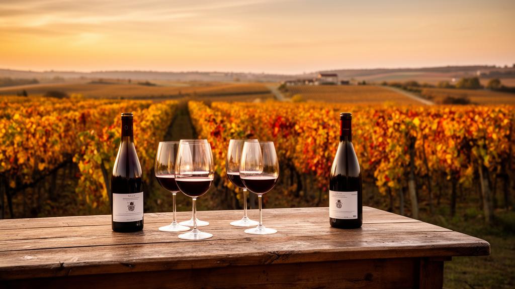 Week-end œnologique en Bourgogne, dégustation de vin face aux vignobles au coucher du soleil